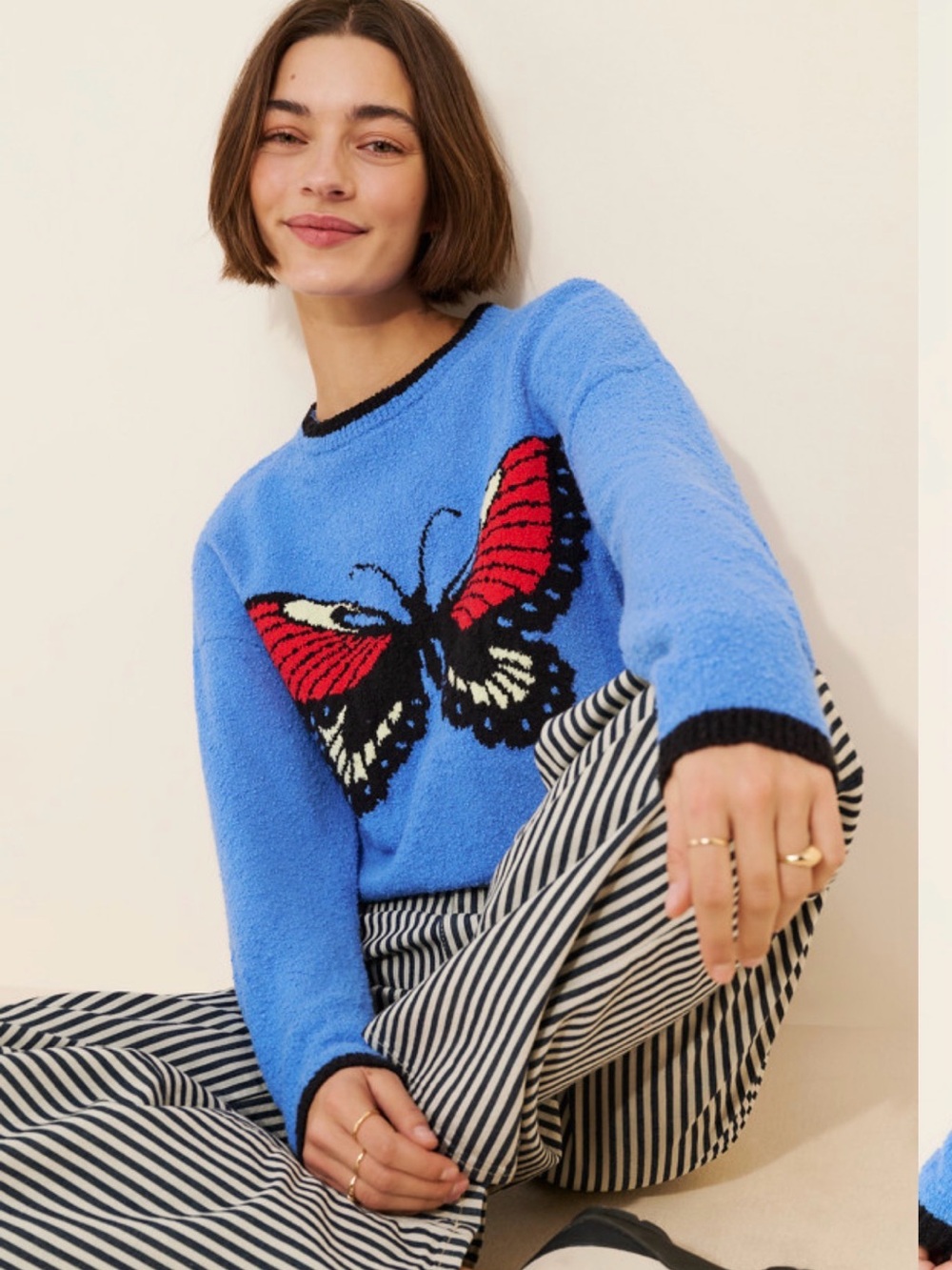 Anthropologie Porridge Butterfly Graphic Pullover Sweater Size S